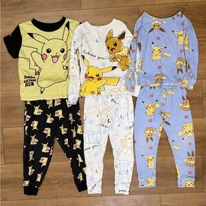 Pokémon Pikachu & Eevee Pajama 3 Matching Sets - Size 4